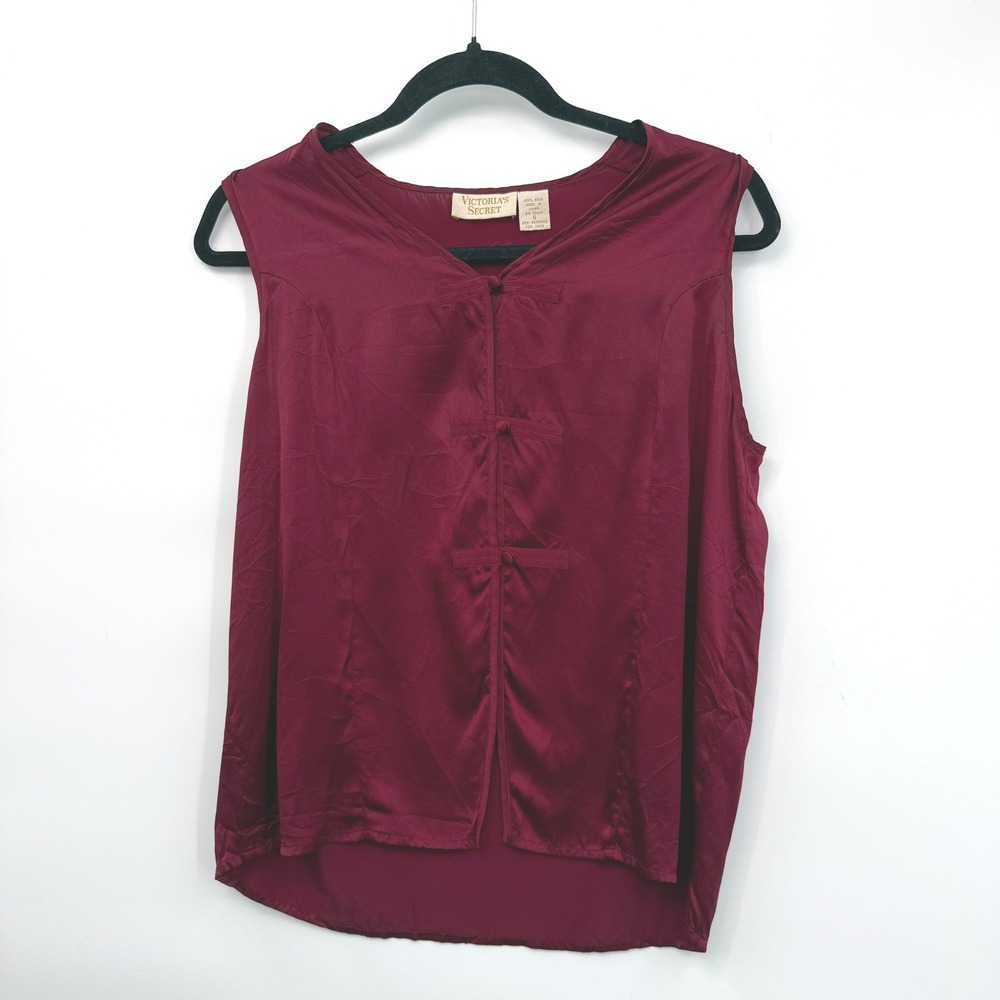 Vintage Victoria's Secret Silk Tank Womens S Red Romantic Coquette 80s 90s